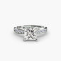 Solitaire with Pavé 3 setting Aces Jewellers 9K White Gold Princess 