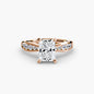 Solitaire with Pavé 3 setting Aces Jewellers 9K Rose Gold Radiant 
