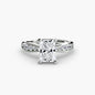 Solitaire with Pavé 3 setting Aces Jewellers 9K White Gold Radiant 