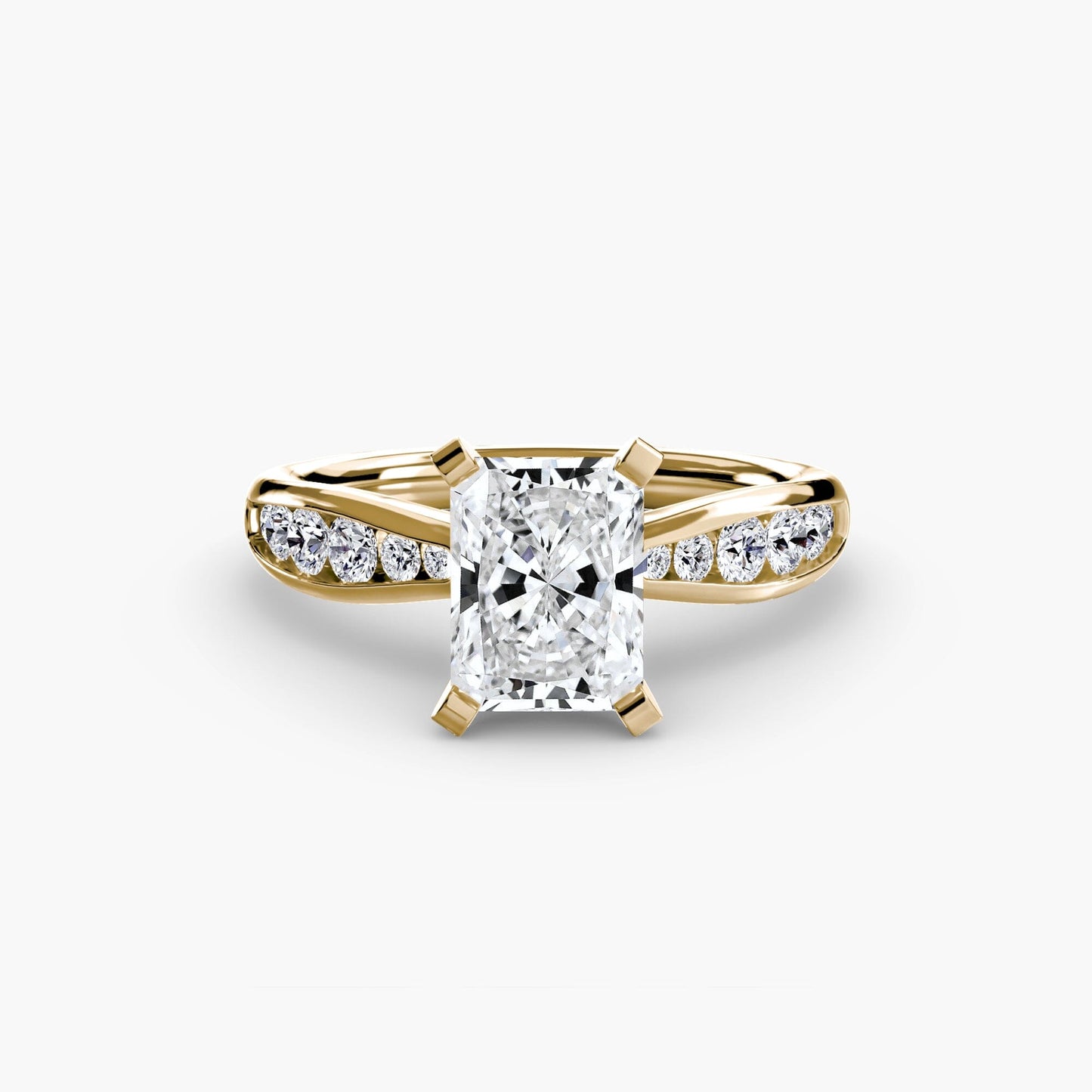Solitaire with Pavé 3 setting Aces Jewellers 9K Yellow Gold Radiant 