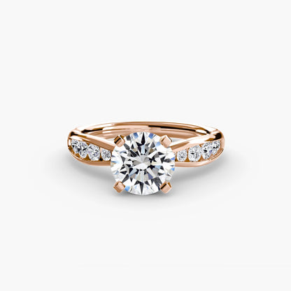 Solitaire with Pavé 3 setting Aces Jewellers 9K Rose Gold Round 