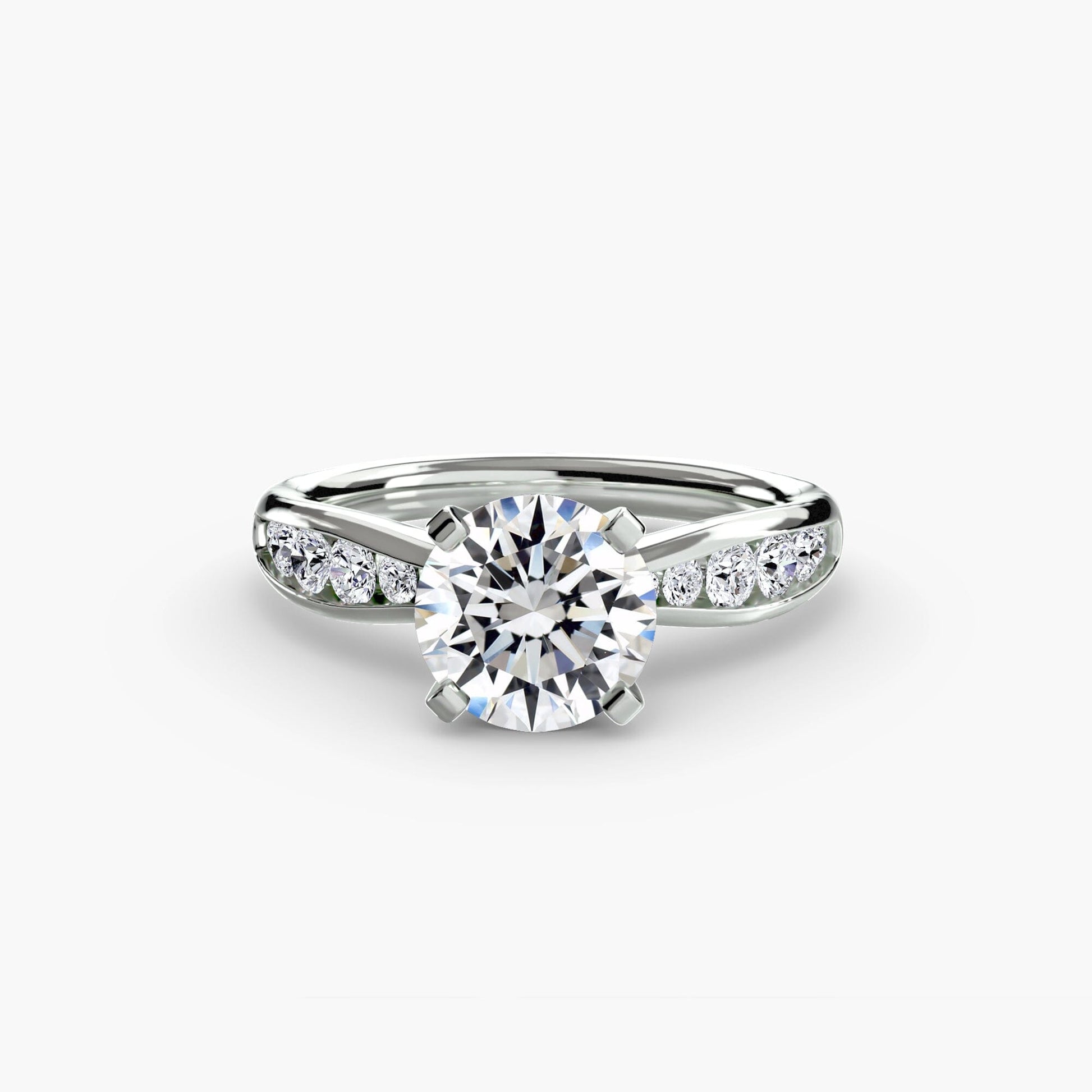 Solitaire with Pavé 3 setting Aces Jewellers 9K White Gold Round 