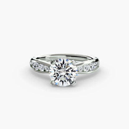 Solitaire with Pavé 3 setting Aces Jewellers 9K White Gold Round 