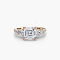 Five Stone Ring with Pavé Band setting Aces Jewellers 9K Rose Gold Asscher 