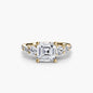 Five Stone Ring with Pavé Band setting Aces Jewellers 9K Yellow Gold Asscher 