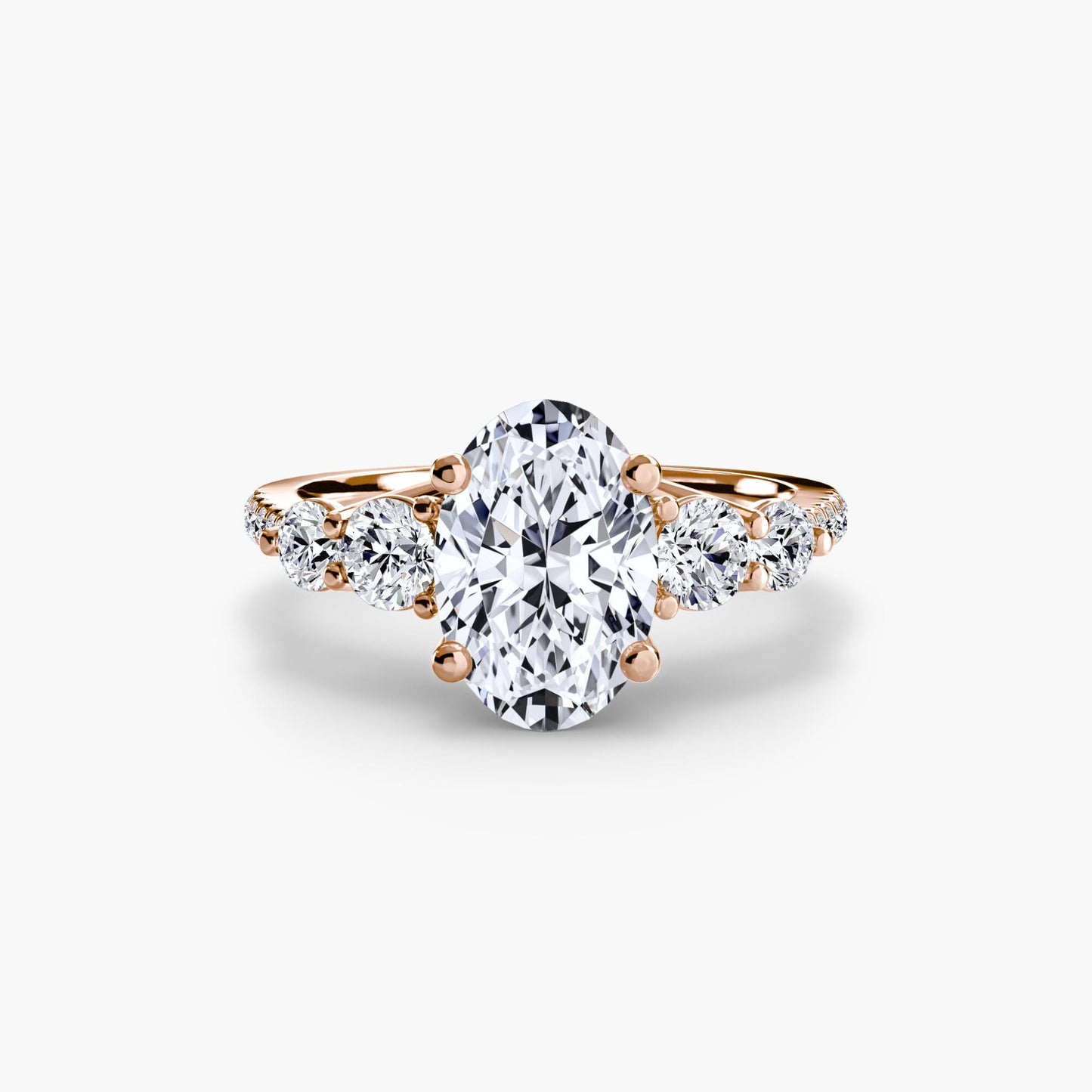 Five Stone Ring with Pavé Band setting Aces Jewellers 9K Rose Gold Oval 