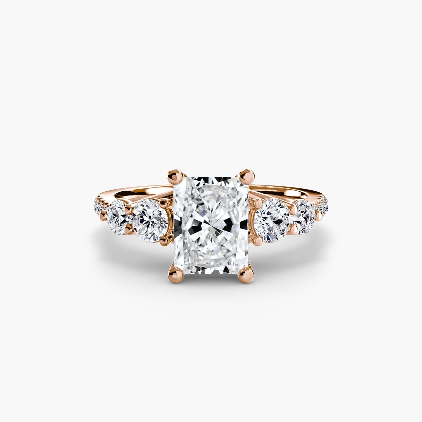 Five Stone Ring with Pavé Band setting Aces Jewellers 9K Rose Gold Radiant 