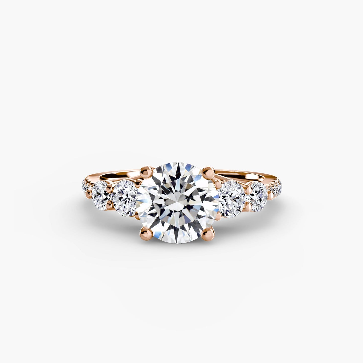 Five Stone Ring with Pavé Band setting Aces Jewellers 9K Rose Gold Round 