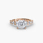 The Graduated Accent Ring setting Aces Jewellers 9K Rose Gold Asscher 