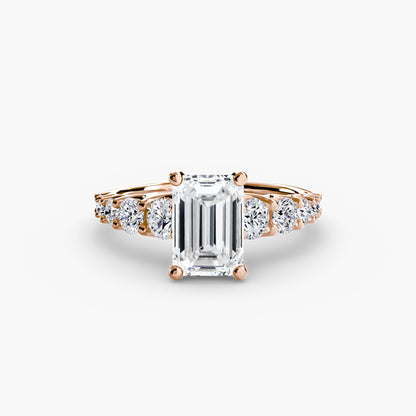 The Graduated Accent Ring setting Aces Jewellers 9K Rose Gold Emerald 