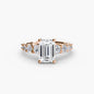 The Graduated Accent Ring setting Aces Jewellers 9K Rose Gold Emerald 