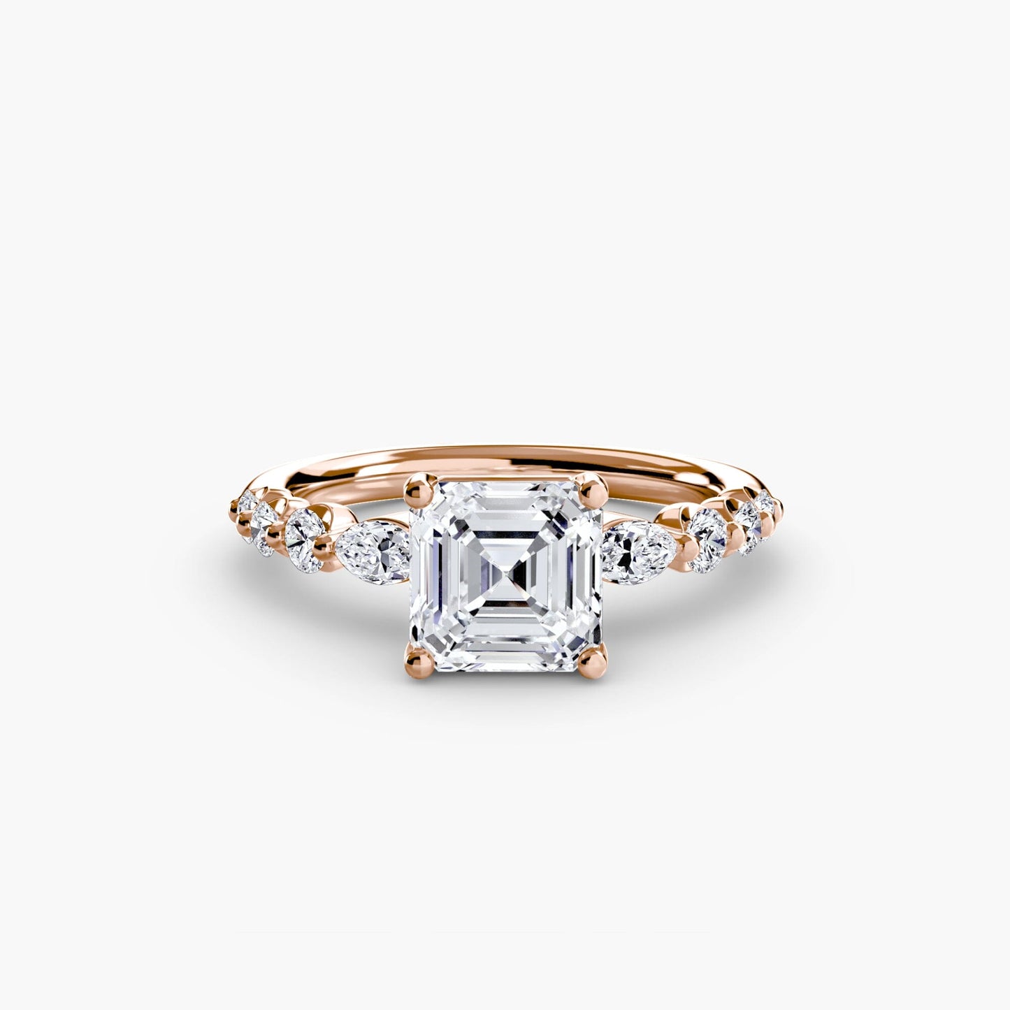 The Tiered Accent Ring setting Aces Jewellers 9K Rose Gold Asscher 