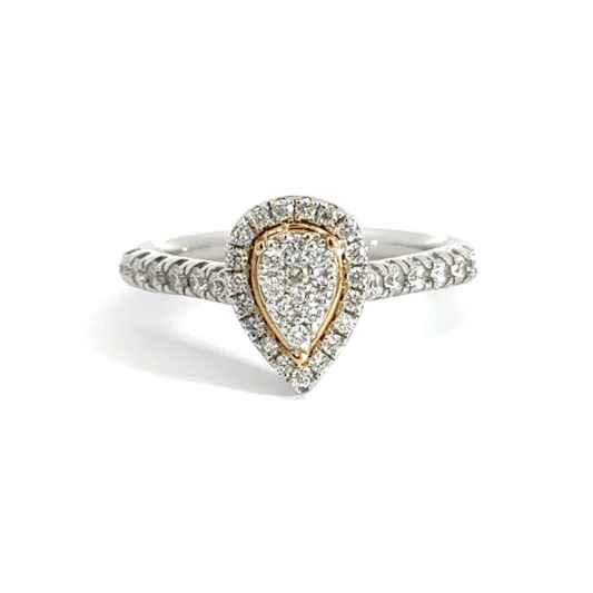 18CT White Gold Teardrop Diamond Ring Aces Jewellers 