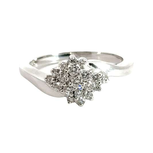 18CT White Gold Cluster Diamond Ring Aces Jewellers 