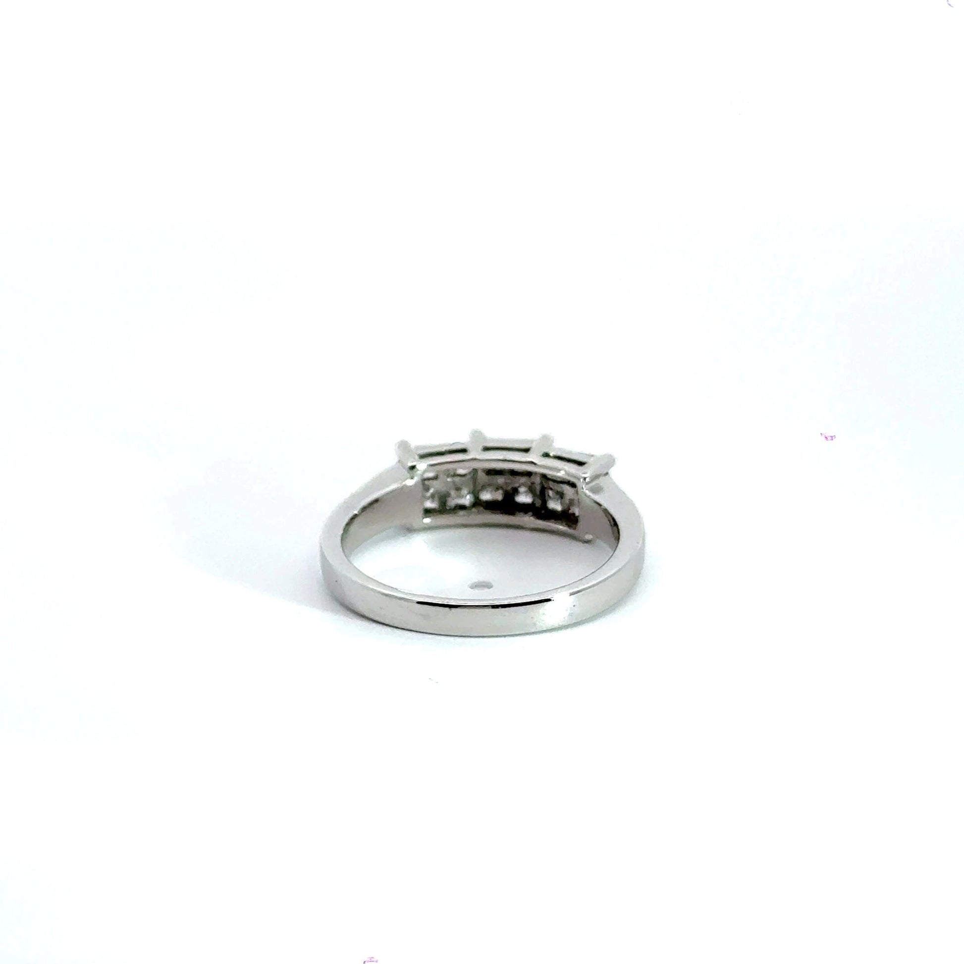 18CT White Gold Princess Diamond Trilogy Ring Aces Jewellers 