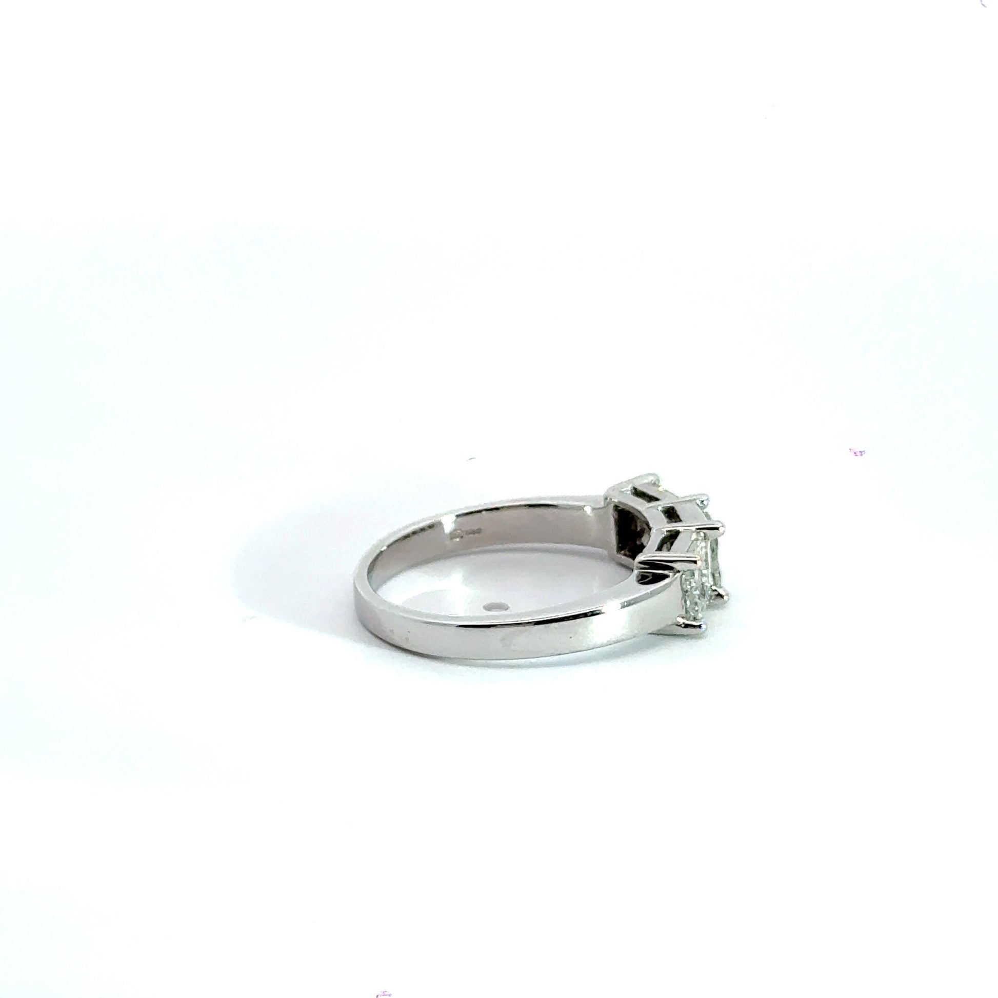 18CT White Gold Princess Diamond Trilogy Ring Aces Jewellers 