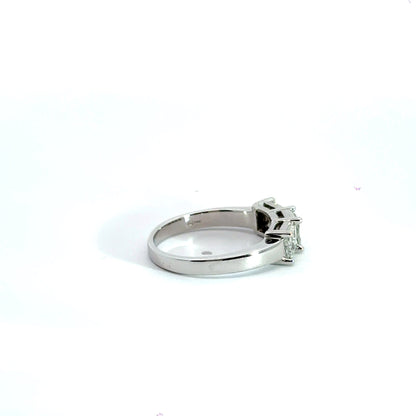 18CT White Gold Princess Diamond Trilogy Ring Aces Jewellers 
