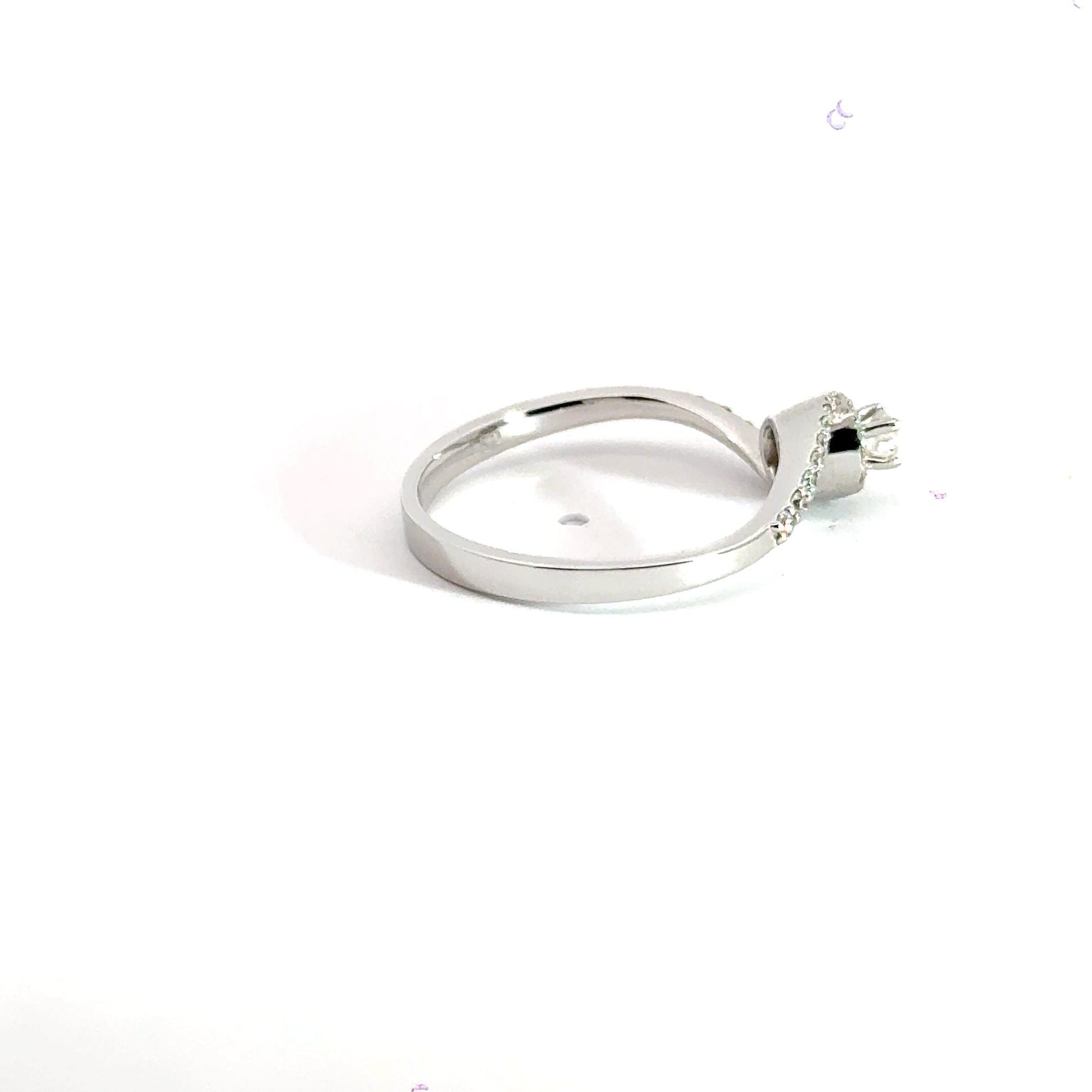 18CT White Gold Twist Halo Diamond Ring Aces Jewellers 