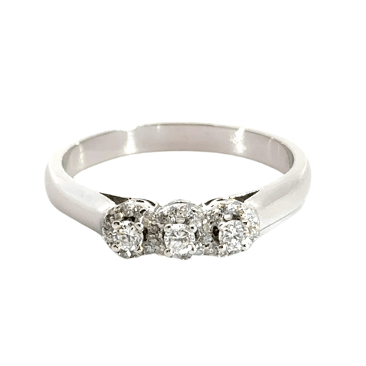 18CT White Gold Trilogy Diamond Ring Aces Jewellers 