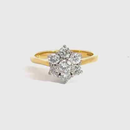 18CT Yellow Gold Daisy Cluster Diamond Ring