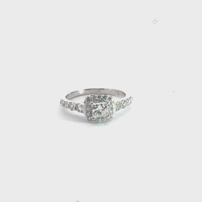 18CT White Gold Diamond Halo Ring