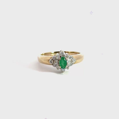 9CT Yellow Gold Emerald and Diamond