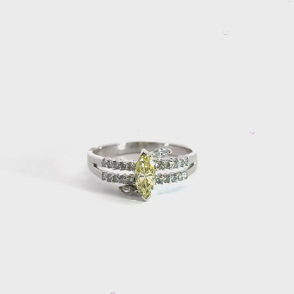 18CT White Gold Ring Yellow Diamond