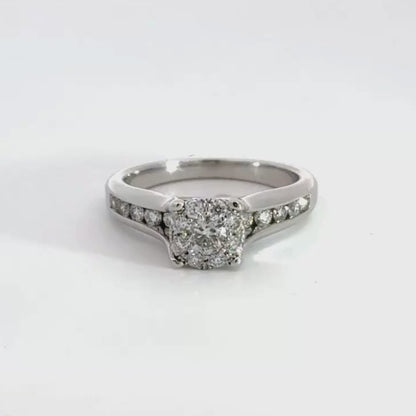 9CT White Gold Cluster Diamond Ring