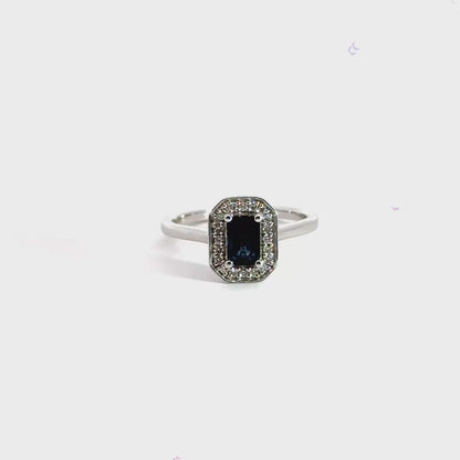 9CT White Gold Sapphire Diamond Ring