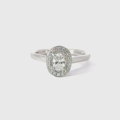 Platinum Diamond Oval Halo Ring