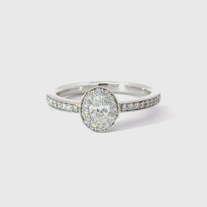 18CT White Gold Oval Halo Diamond Ring