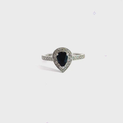 18CT Sapphire and Diamonds Teardrop Ring