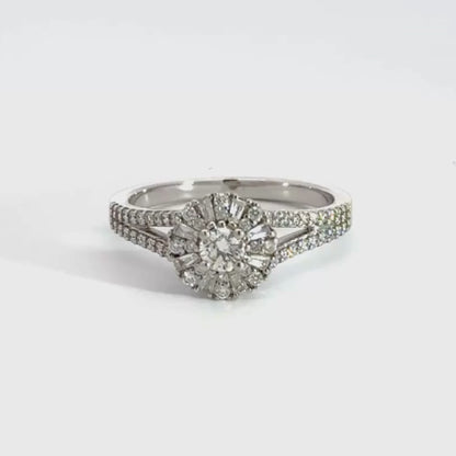 9CT White Gold Halo Diamond Ring