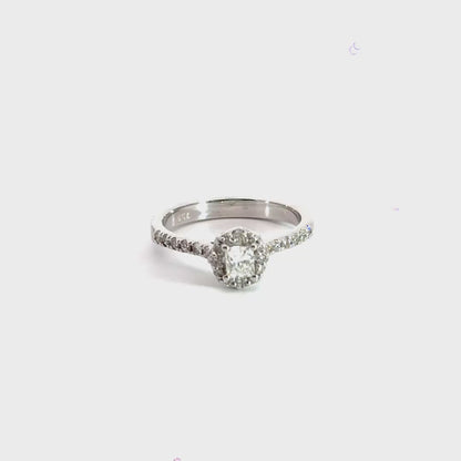 18CT White Gold Halo Diamond Ring