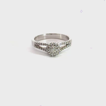 18CT White Gold Halo Diamond Ring