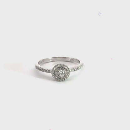 18CT White Gold Diamond Ring Halo