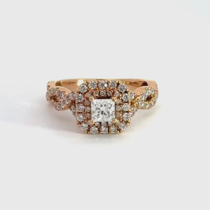 18CT Rose Gold Halo Diamond Ring