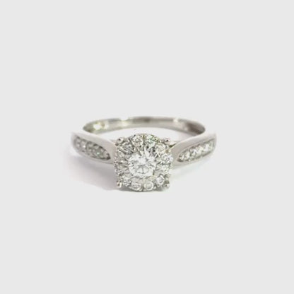 9CT White Gold Cluster Diamond Ring