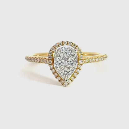 18CT Yellow Gold Teardrop Diamond Ring