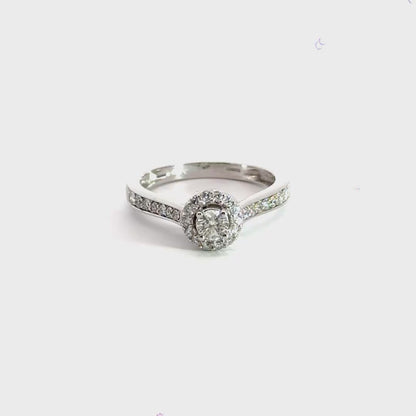 9CT White Gold Diamond Halo Ring