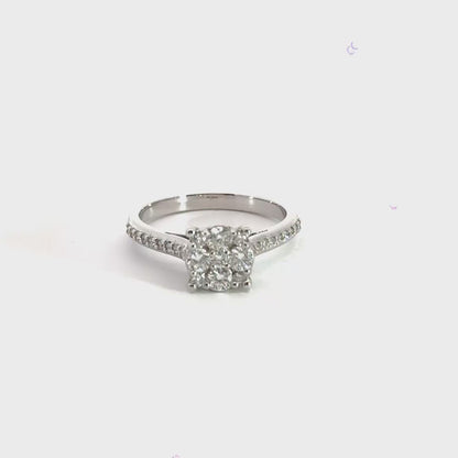 18CT White Gold Cluster Ring