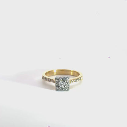 18CT Yellow Gold Diamond Ring Halo