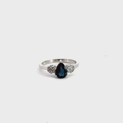 9CT White Gold Diamond Sapphire Ring