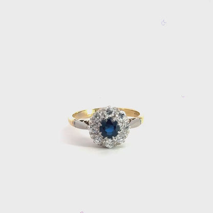 18CT Yellow Gold Diamond Sapphire Ring