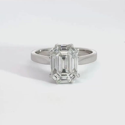 18CT White Gold Emerald Cut Solitaire Diamond Ring