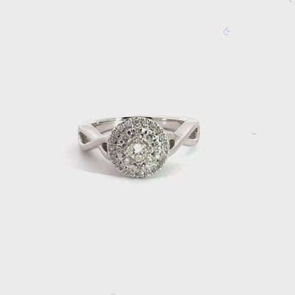 18CT White Gold Diamond Double Halo Ring
