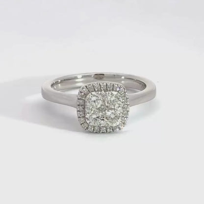 18CT White Gold Halo Diamond Ring