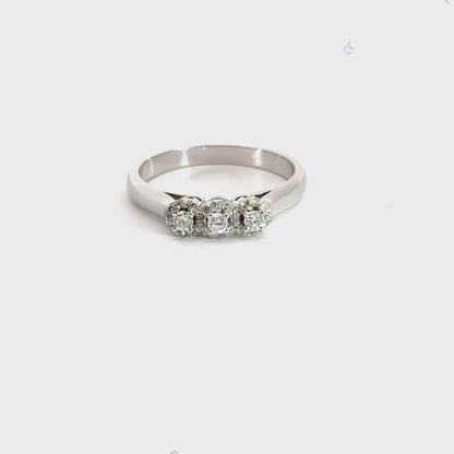 18CT White Gold Trilogy Diamond Ring