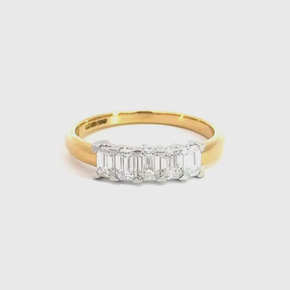 18CT Yellow Gold 5 Baguette Diamond Band