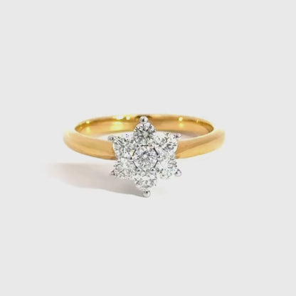 18CT Yellow Gold Diamond Daisy Ring